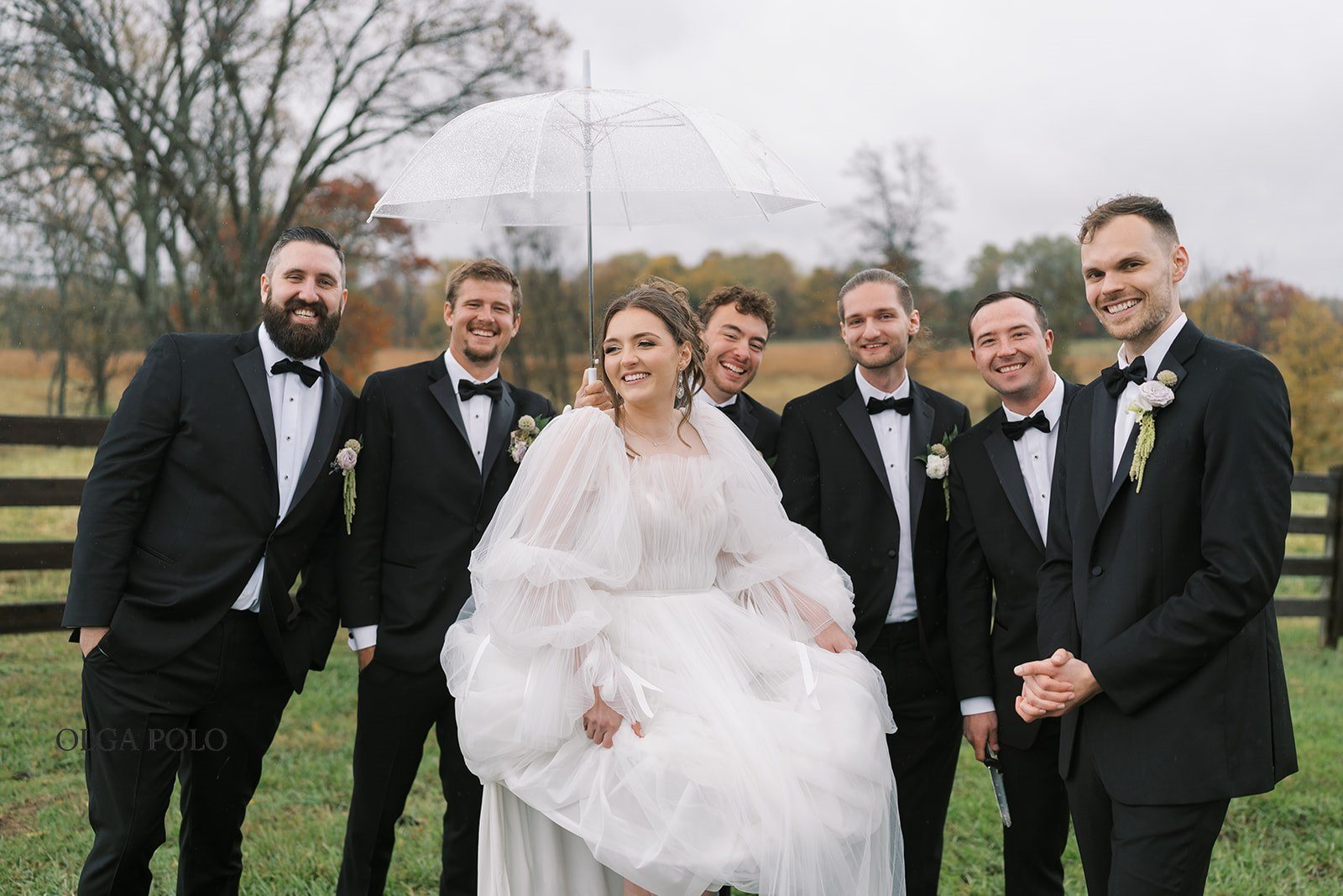 Maia and Troy with the wedding party during the outdoor bourbon moment