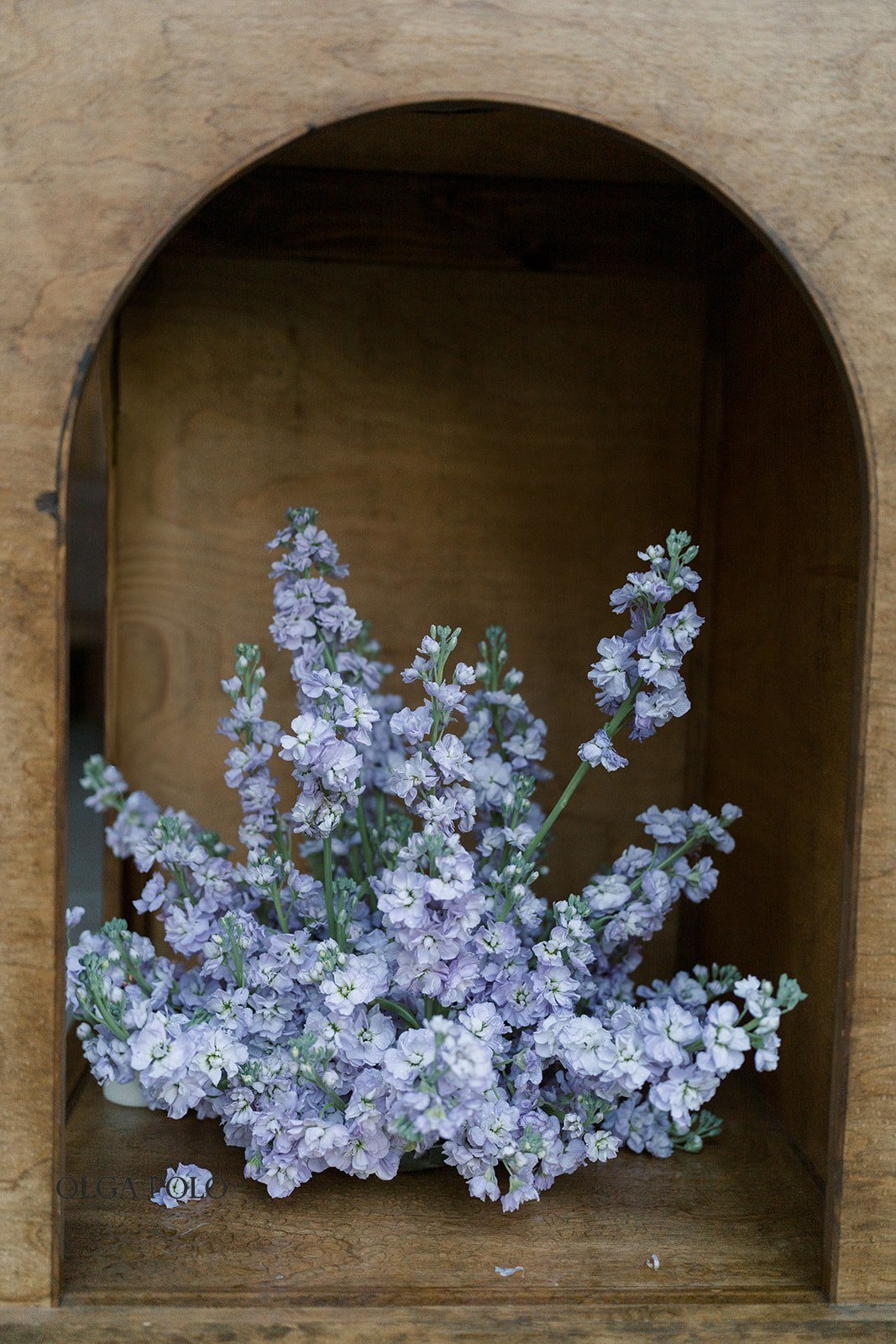 Purple and green floral detail from Maia and Troy's ceremony design