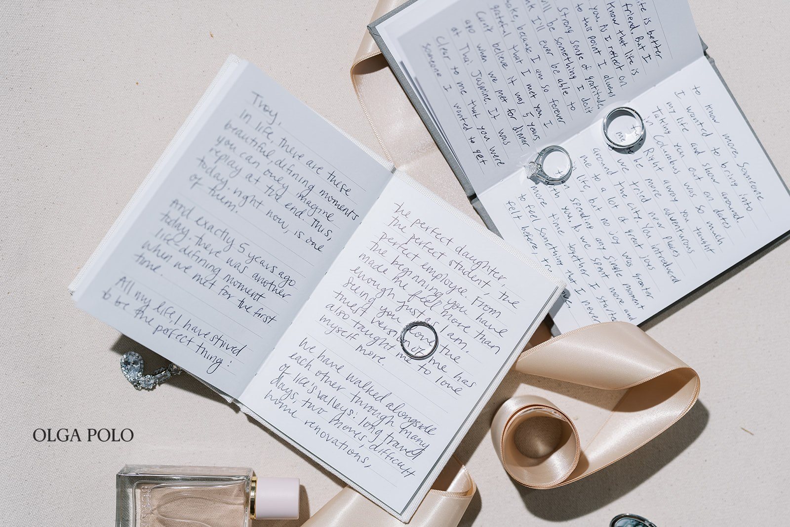 Handwritten wedding vows prepared before Maia and Troy's ceremony