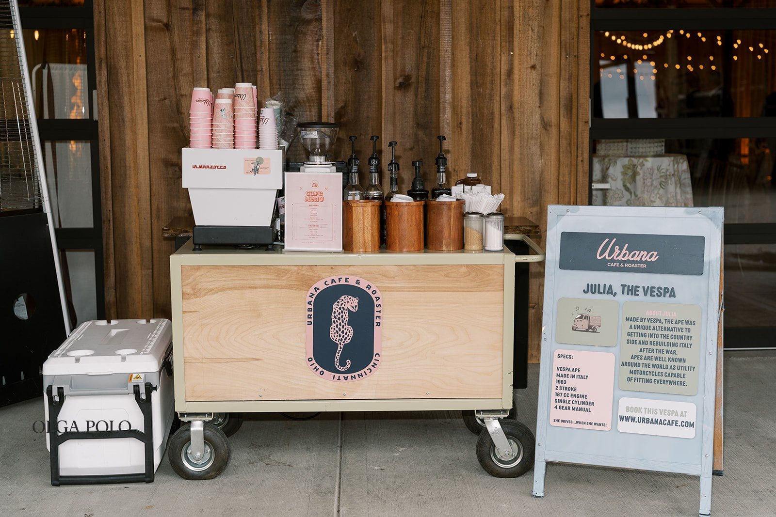 Urbana Cafe coffee cart set up for guests at Boone Valley Farm