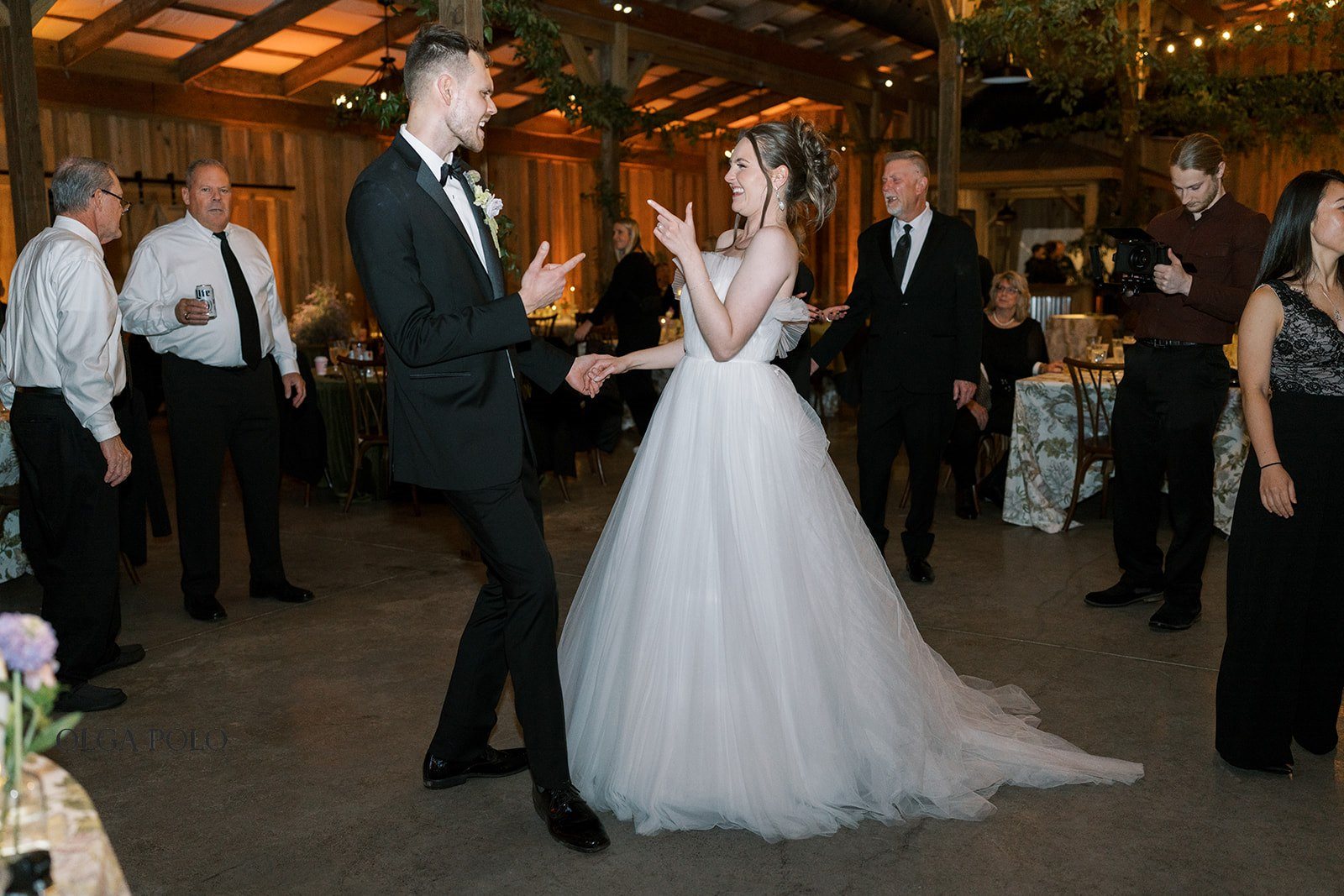 Guests dancing during Maia and Troy's wedding reception