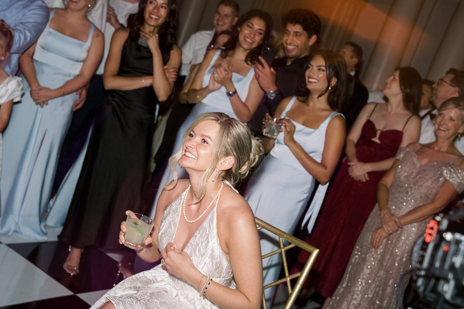 Andee & Quinn wedding at The Cincinnati Club: bride dance floor candid.
