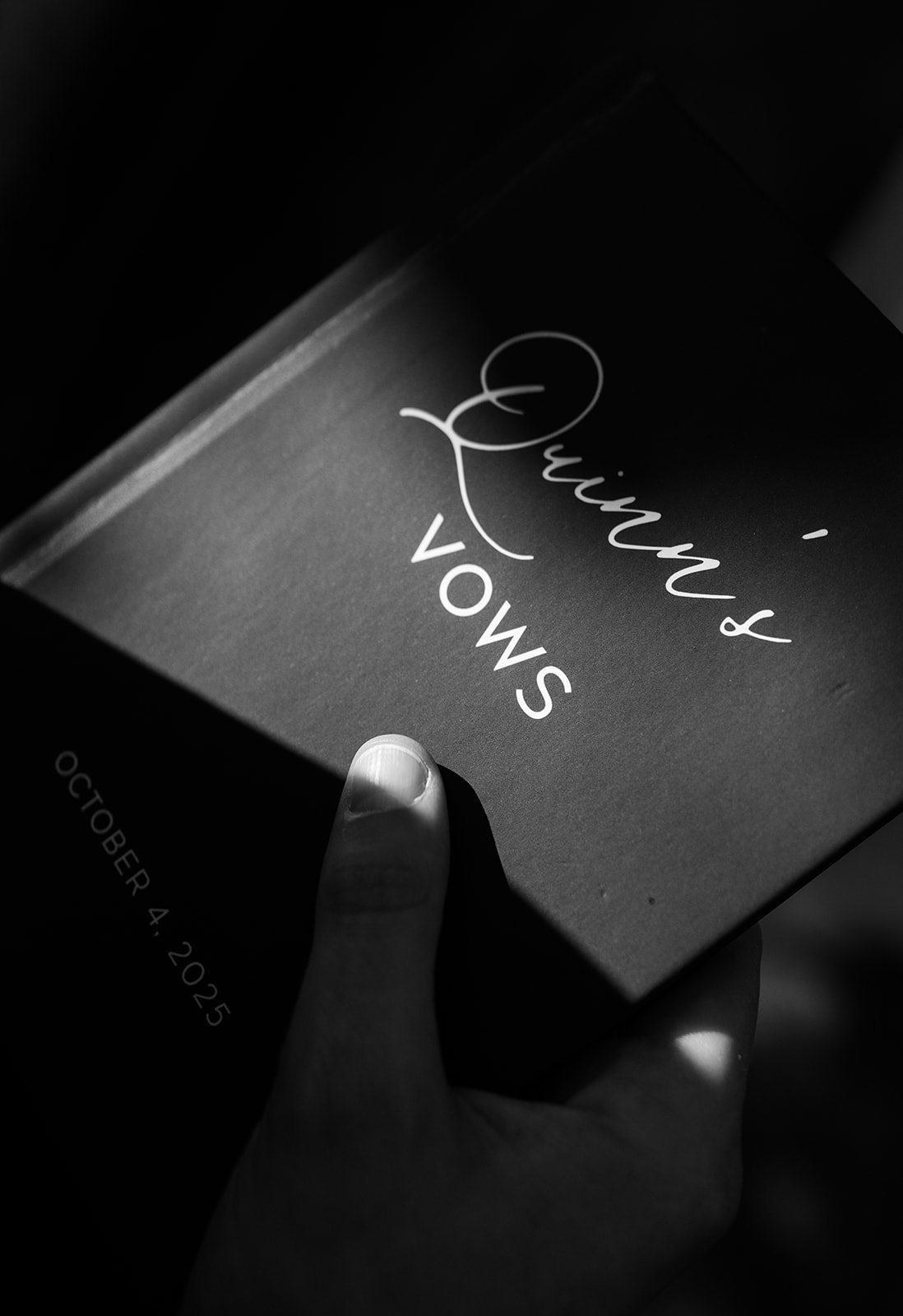 Andee & Quinn wedding at The Cincinnati Club: quinn vows card.
