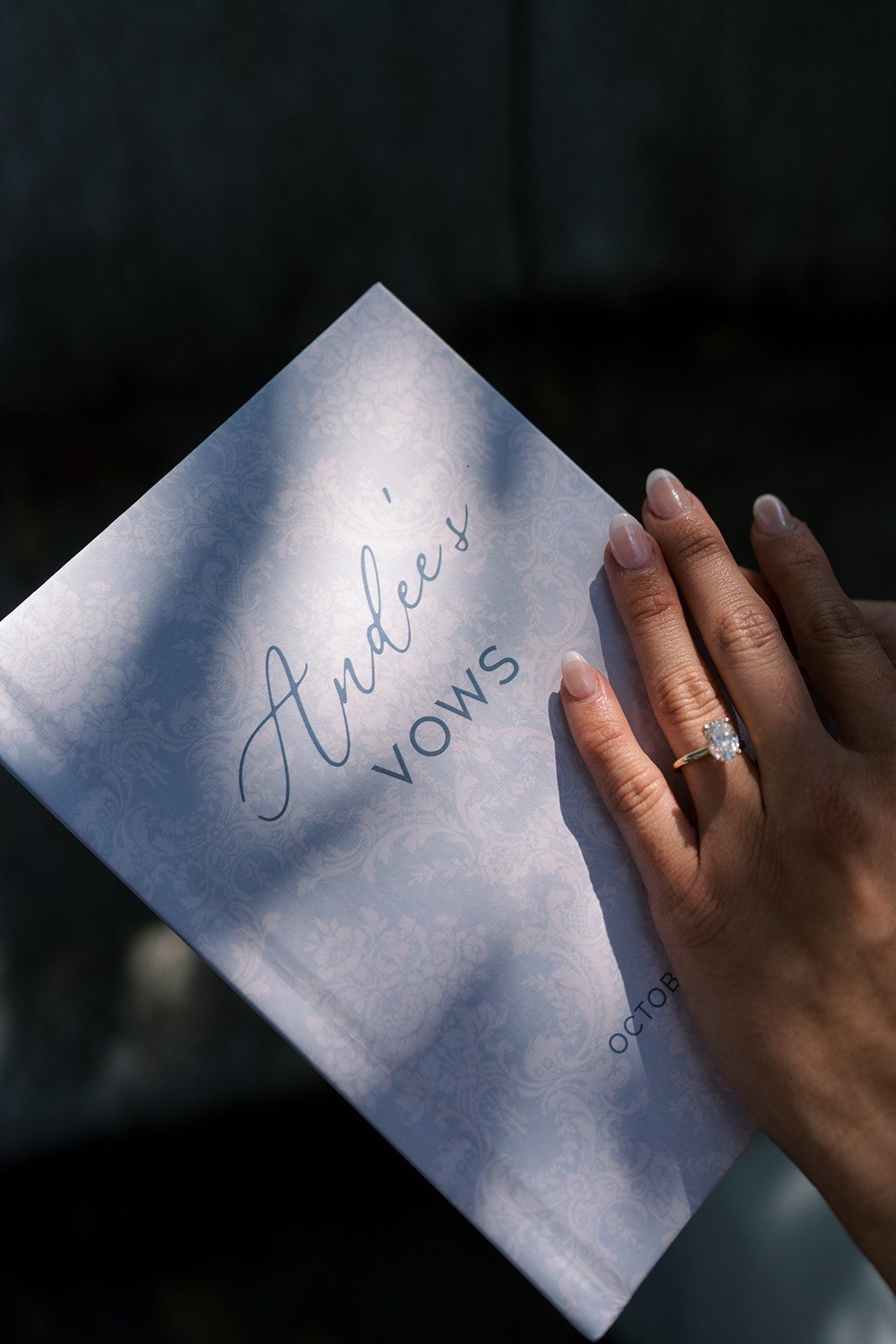 Andee & Quinn wedding at The Cincinnati Club: andee vows card.