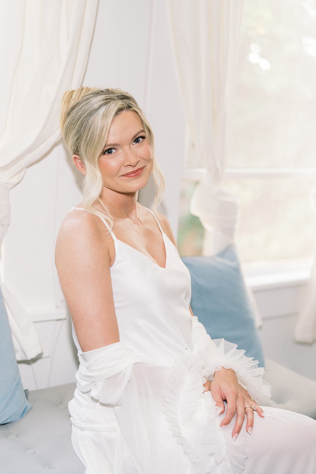 Andee & Quinn wedding at The Cincinnati Club: bride getting ready portrait.