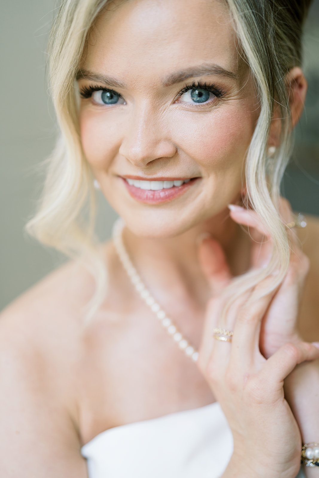 Andee & Quinn wedding at The Cincinnati Club: bride jewelry close portrait.