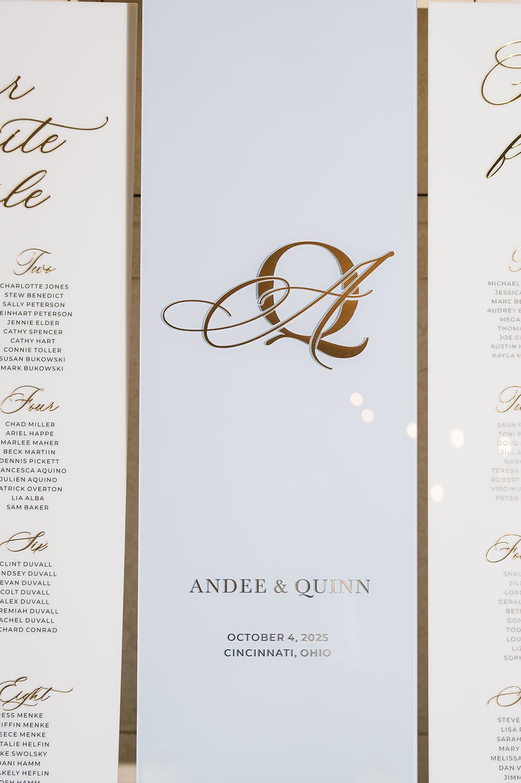 Andee & Quinn wedding at The Cincinnati Club: andee quinn seating chart.