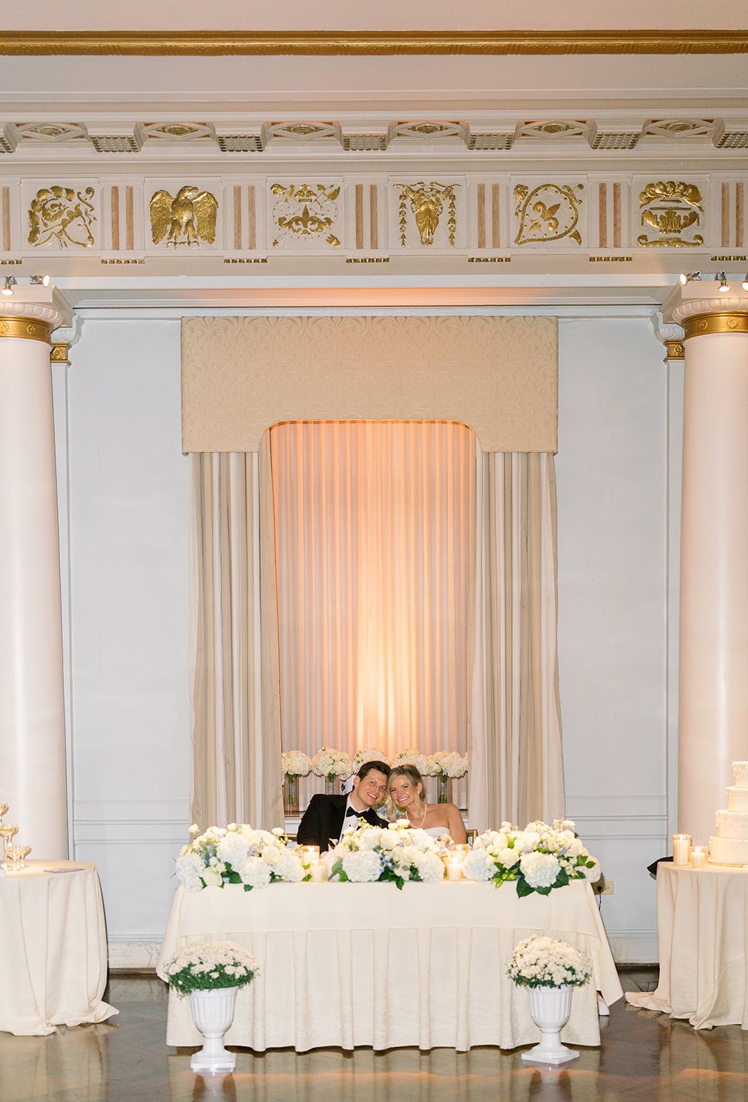 Andee & Quinn wedding at The Cincinnati Club: cincinnati club sweetheart table wide.