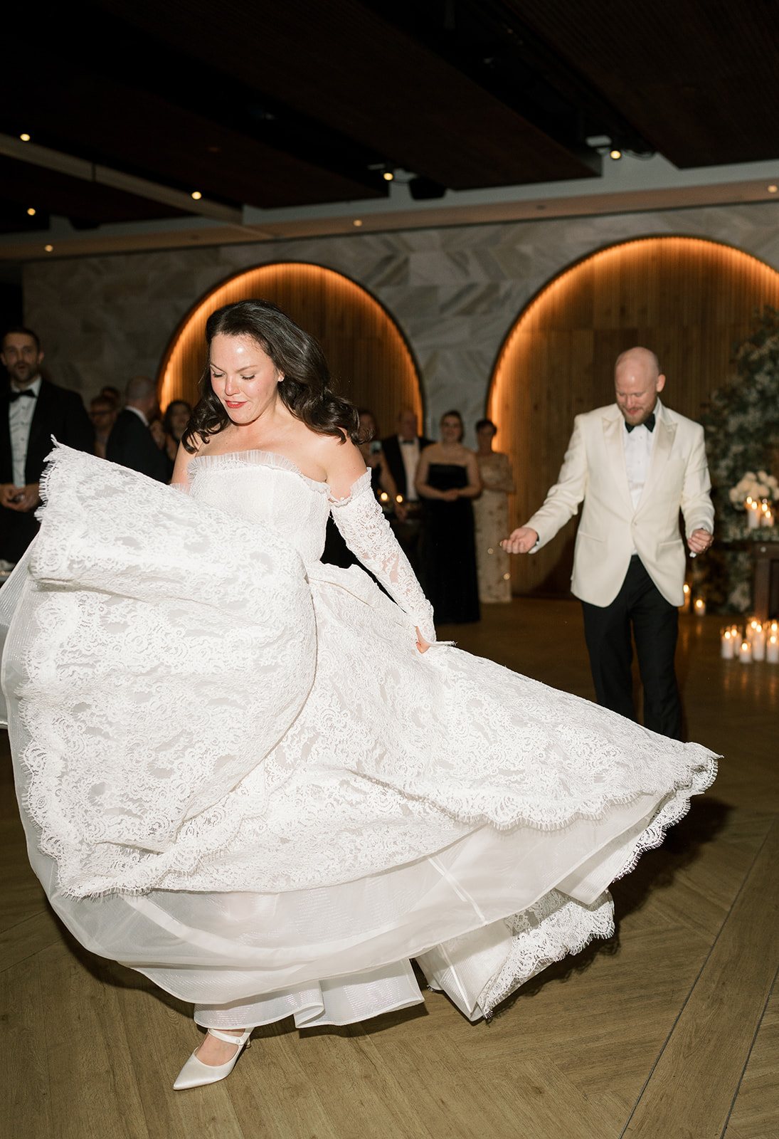 Clint and Ania wedding: ania dancing wedding dress.