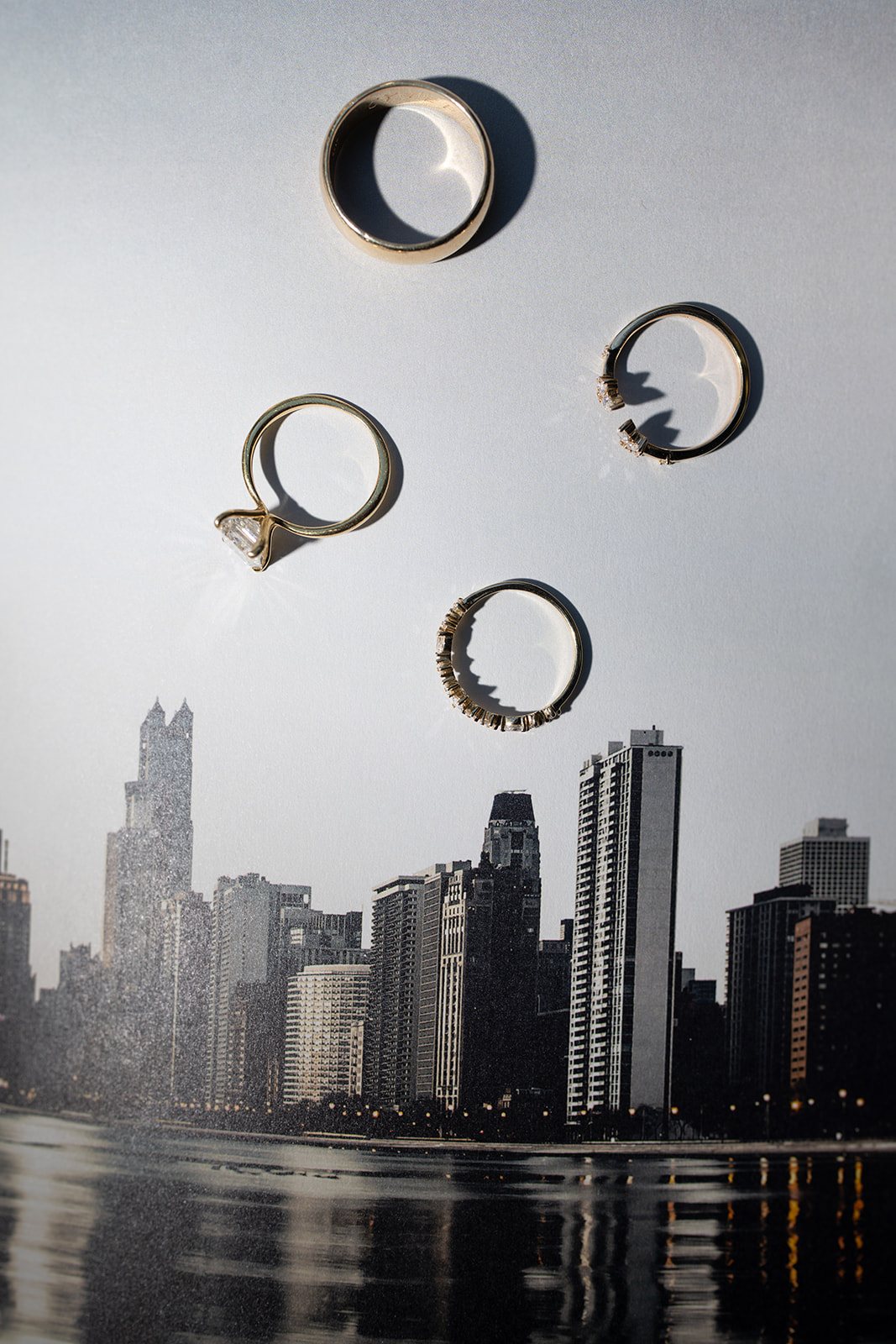 Clint and Ania wedding: chicago skyline art detail.