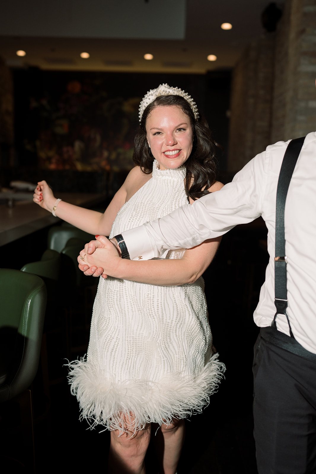 Clint and Ania wedding: young guest dancing.