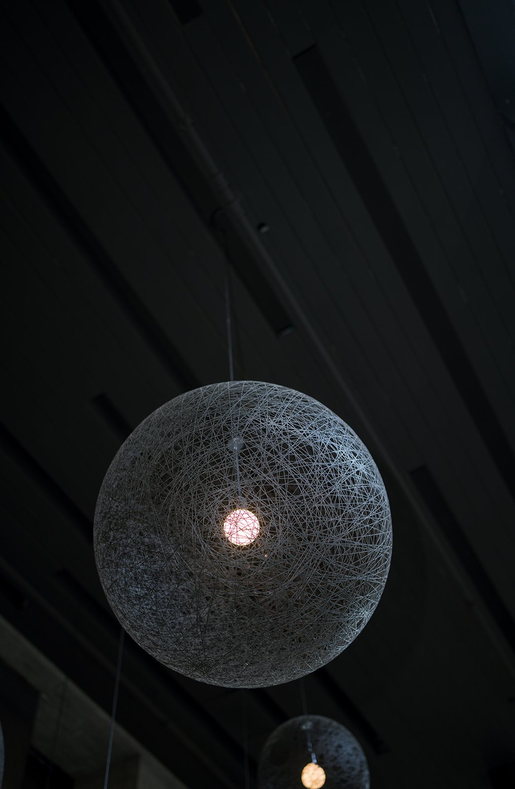 Clint and Ania wedding: chicago winery lighting detail.