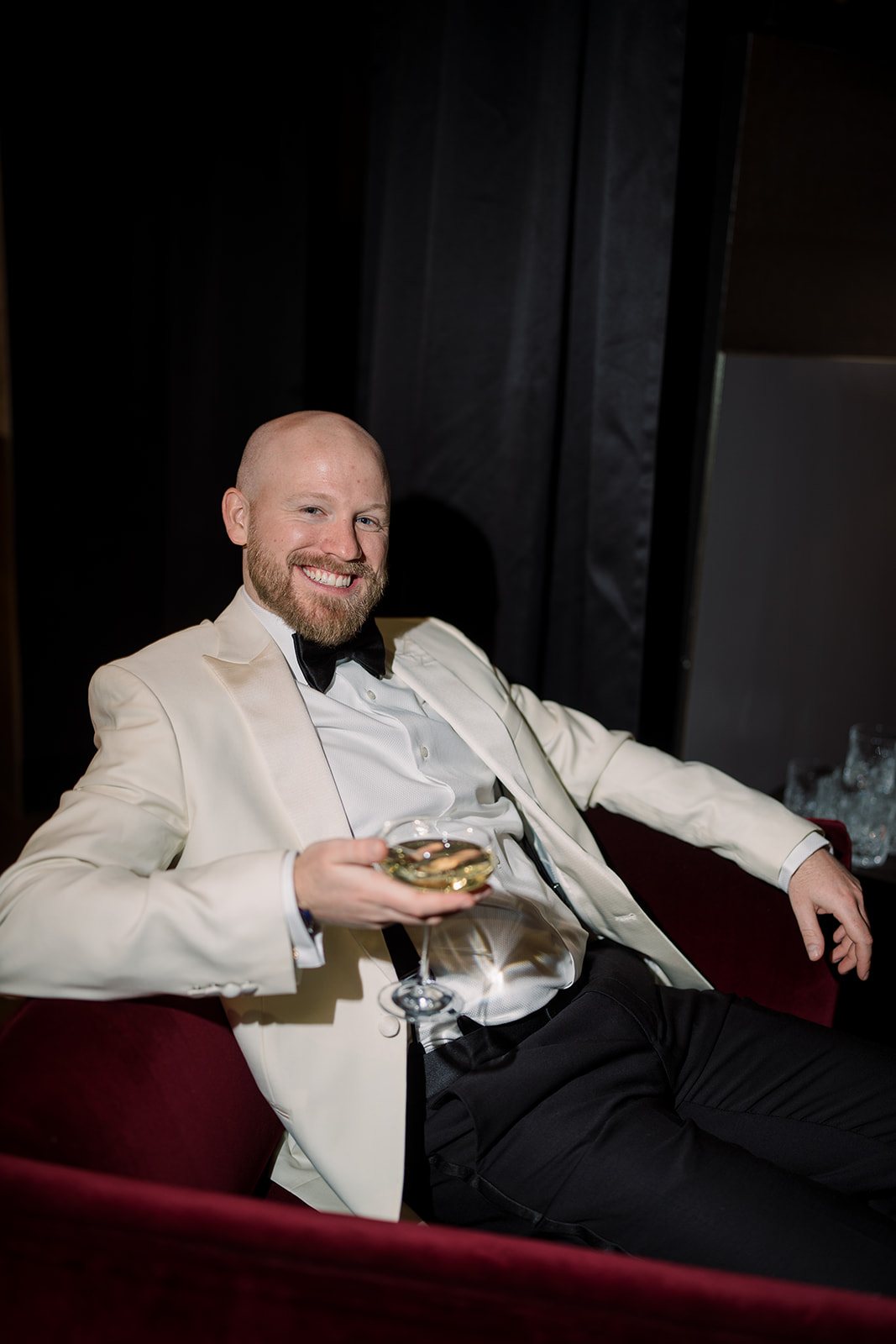 Clint and Ania wedding: clint seated portrait.