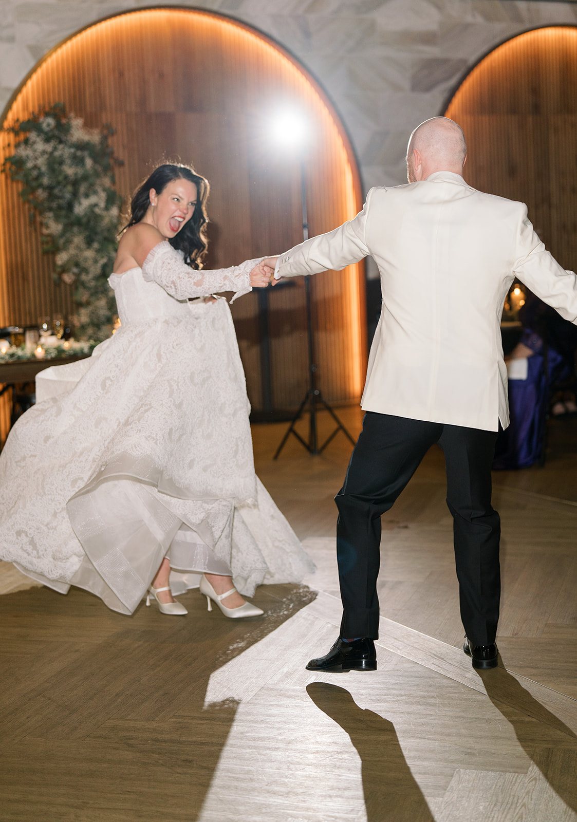 Clint and Ania wedding: clint ania dance spin.