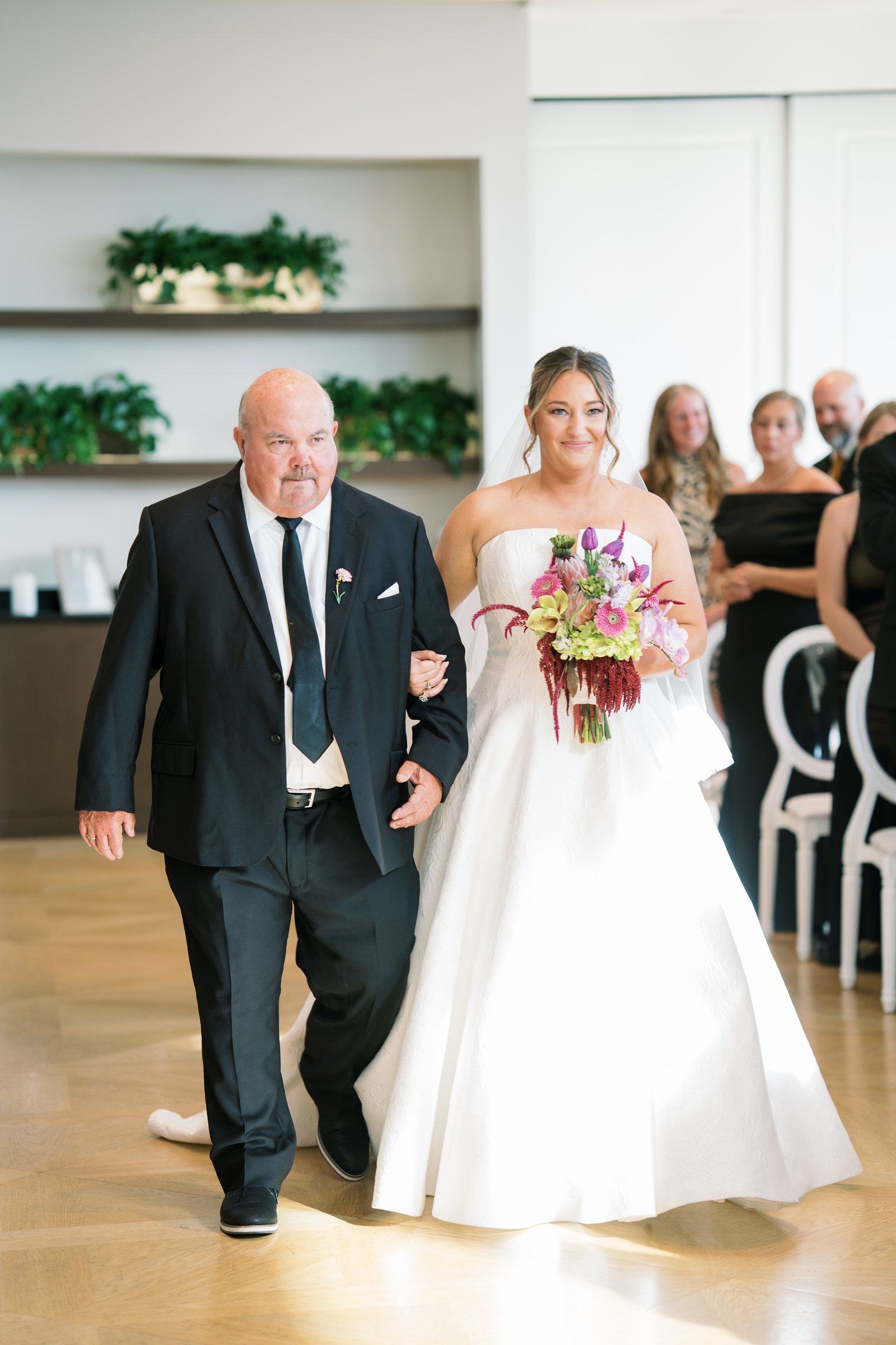 Kent and Nicolette wedding: nicolette ceremony aisle processional.