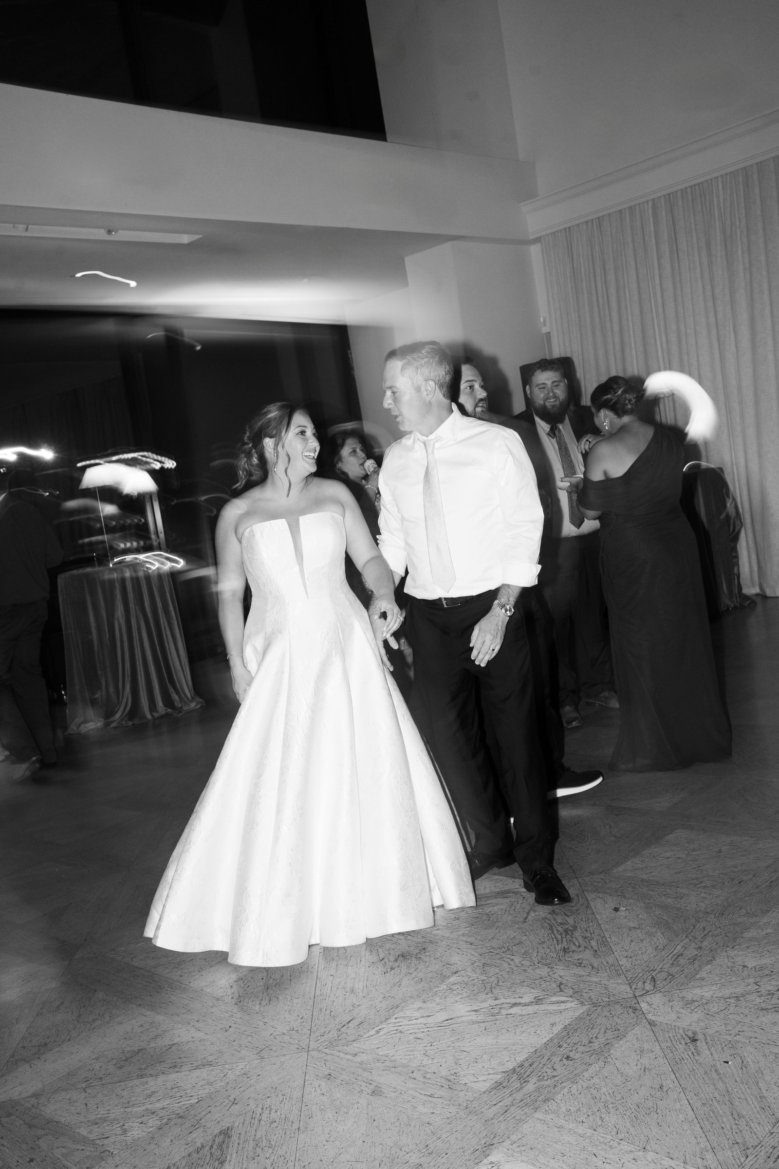 Kent and Nicolette wedding: nicolette dance floor black white.