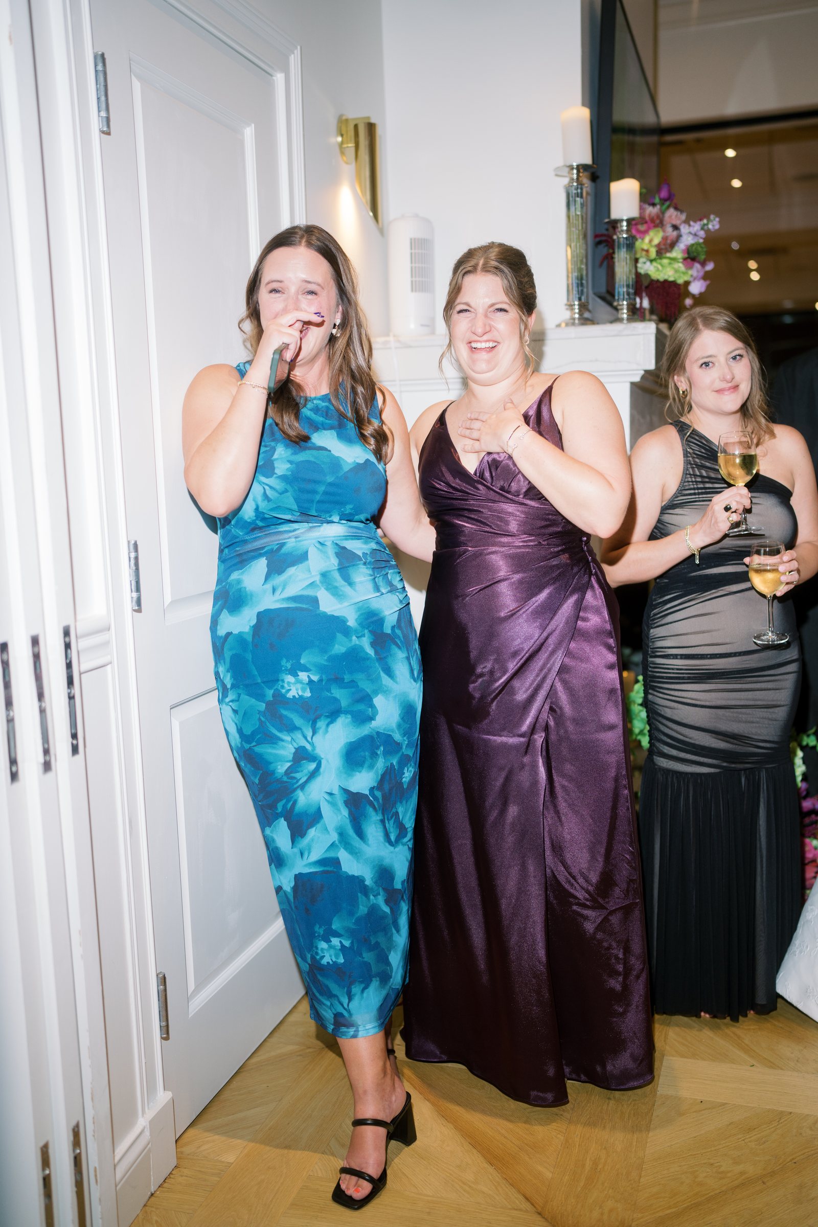 Wedding guests dancing during Kent and Nicolette's reception