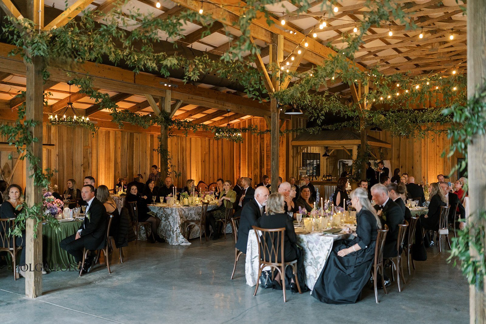 Guests celebrating during Maia and Troy's Boone Valley Farm reception