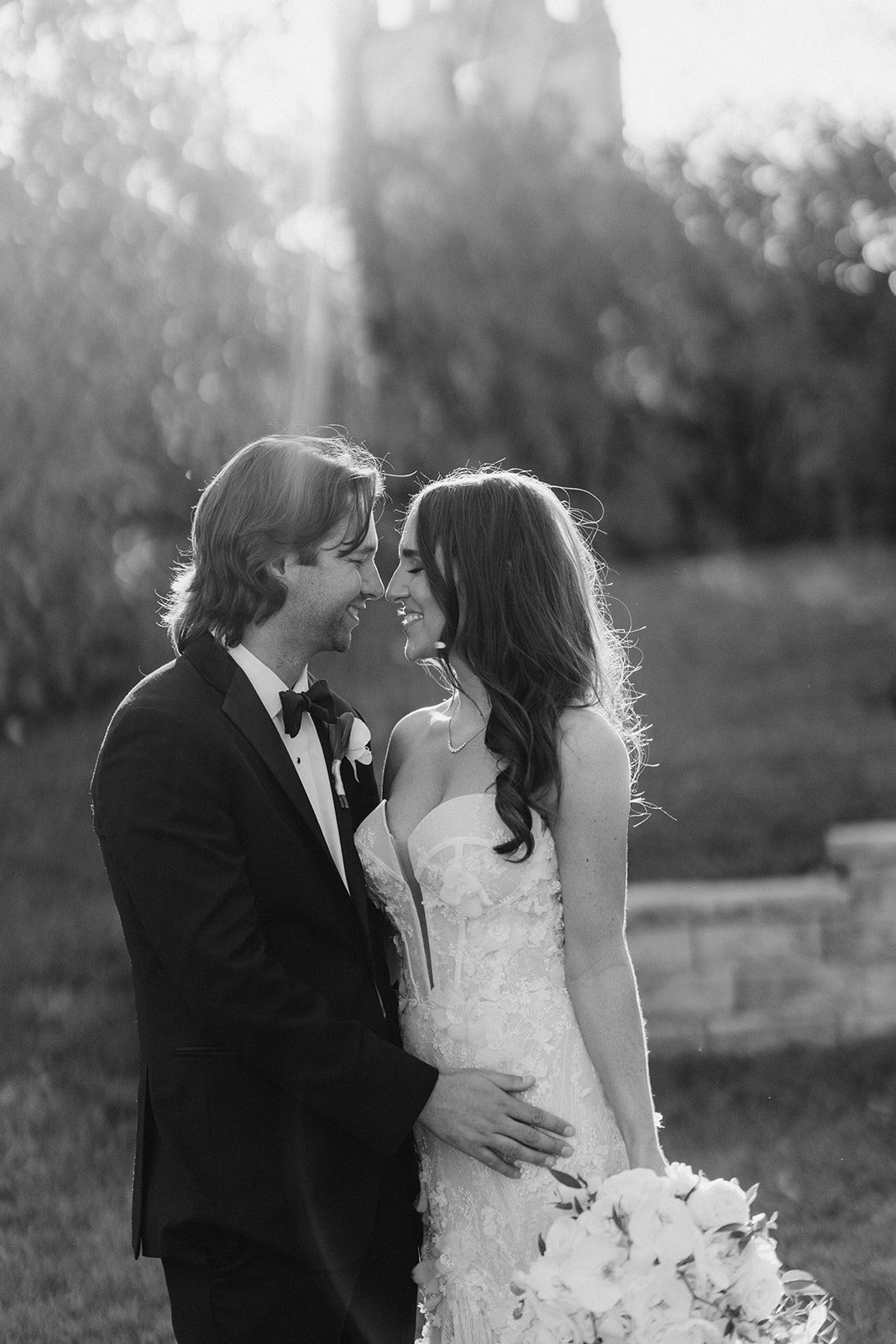 Black-and-white portrait of Ronnie and Patrick together on their wedding day at The Palomar Cincinnati