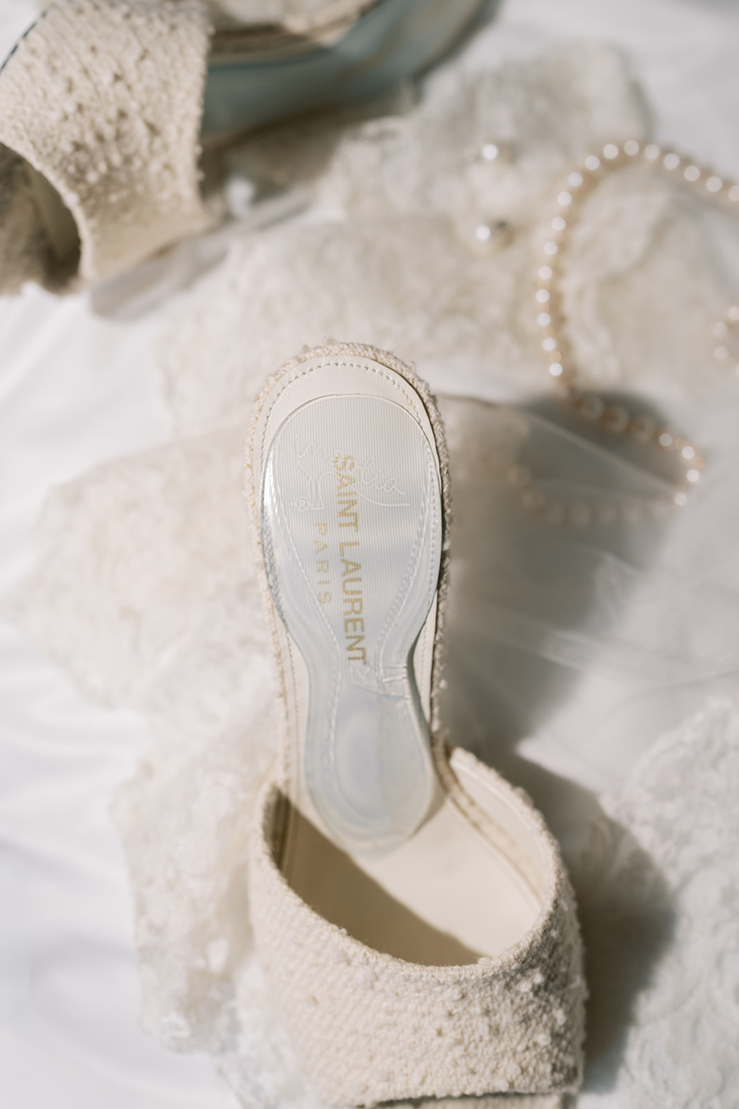 Niamh's bridal shoe with pearl detail at 21c Museum Hotel Cincinnati