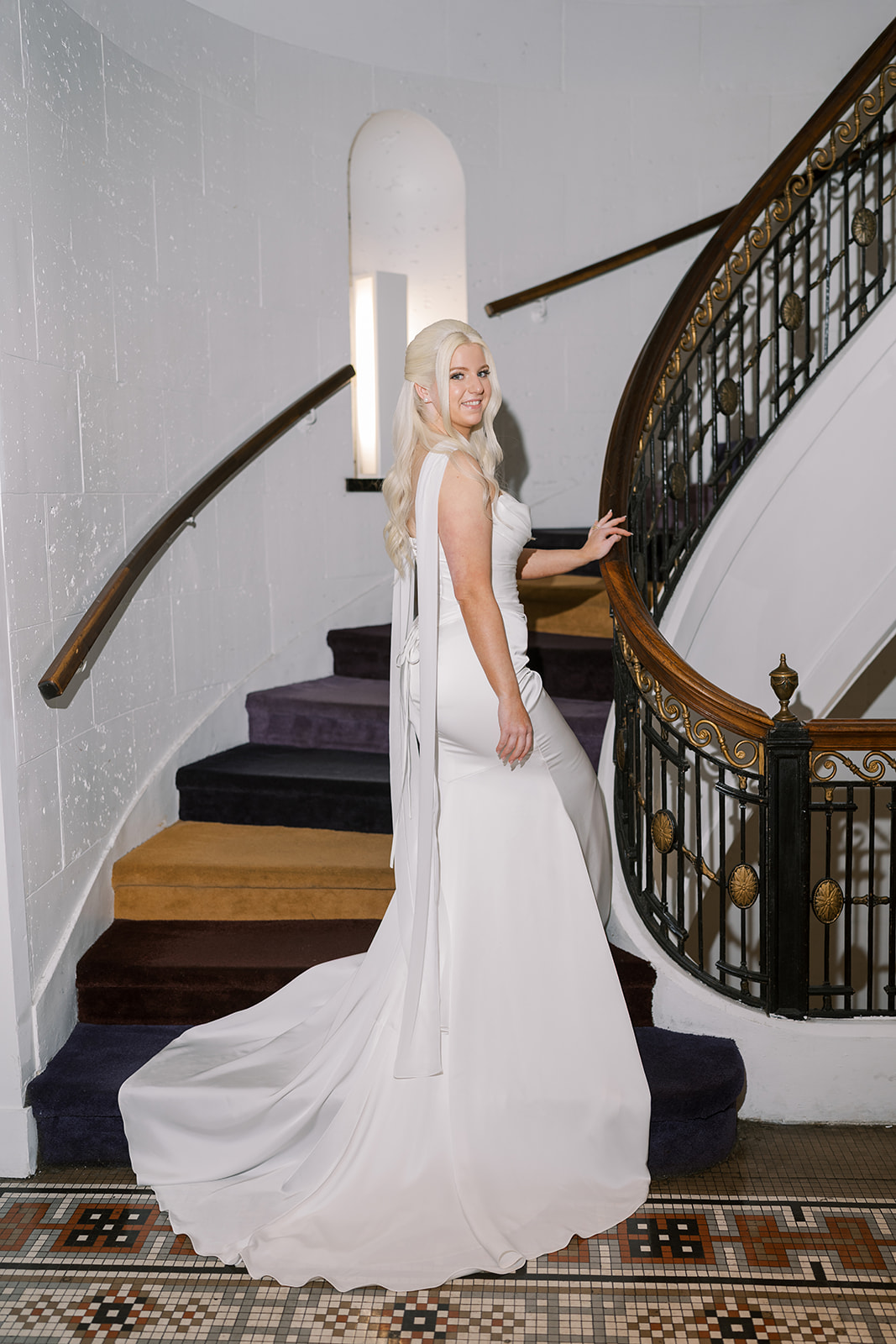 Niamh on the curved staircase at 21c Museum Hotel Cincinnati