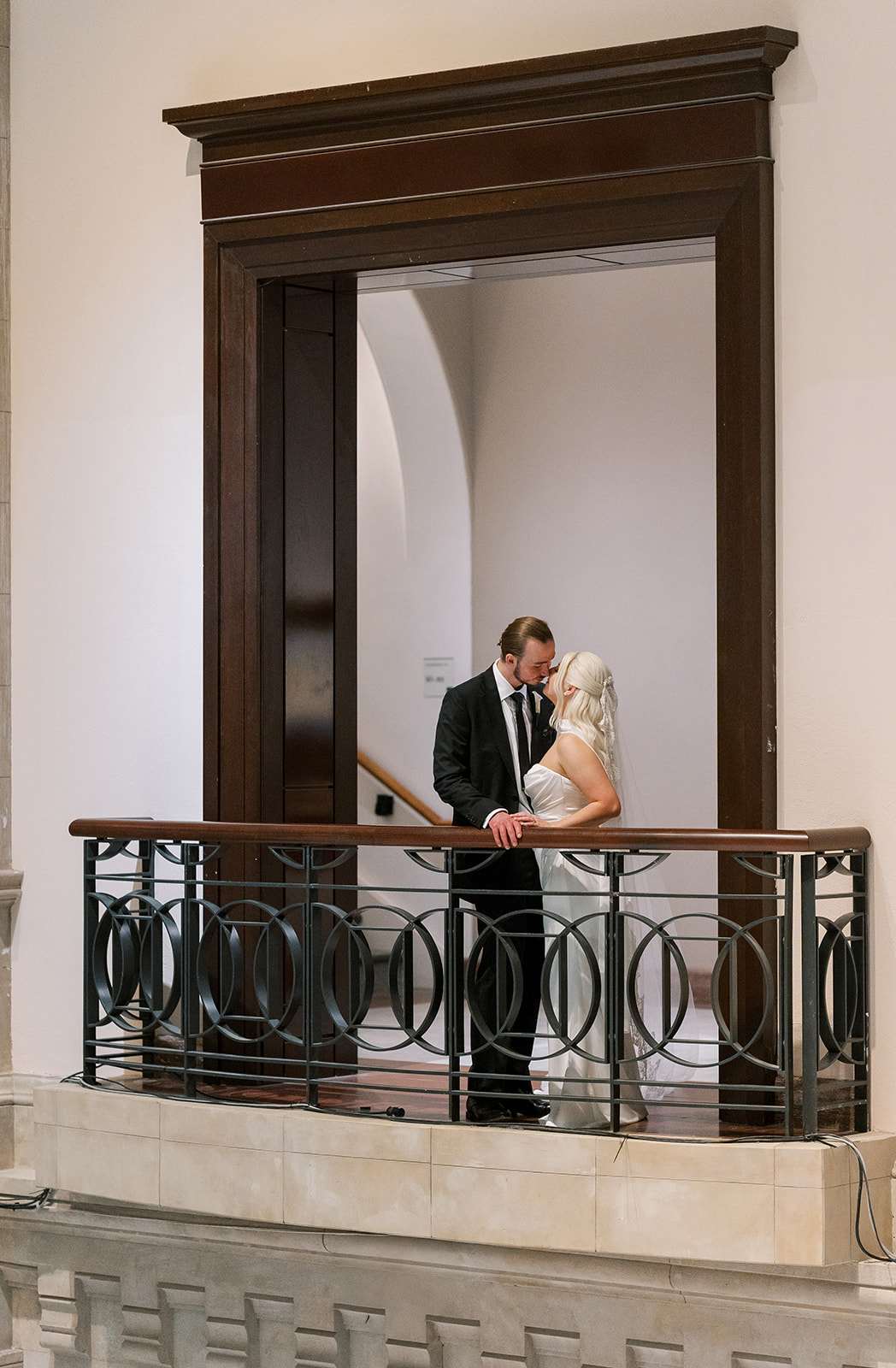 Niamh and Titus together on an interior balcony at Cincinnati Art Museum