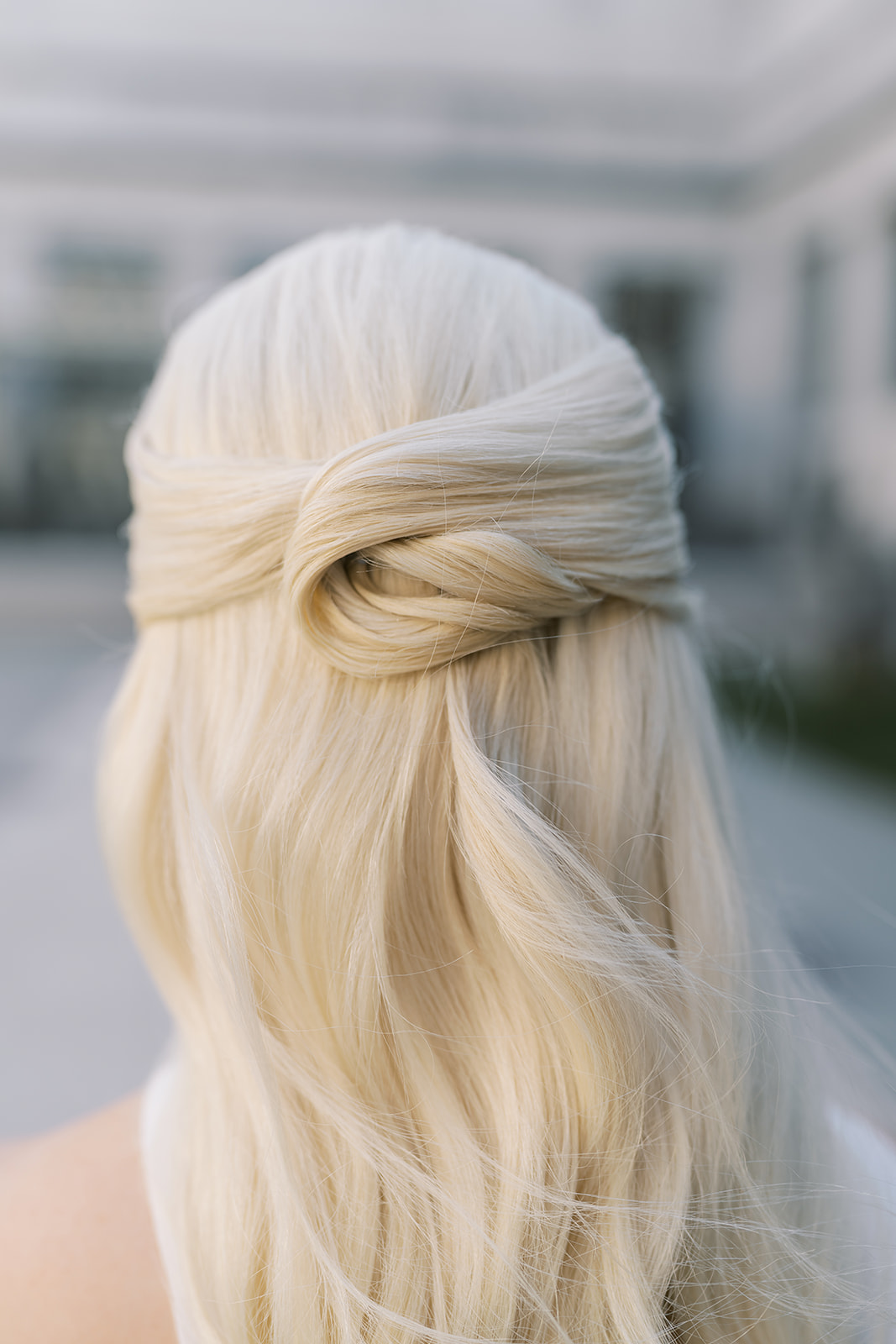 Back view of Niamh's bridal hairstyle during portraits at Cincinnati Art Museum