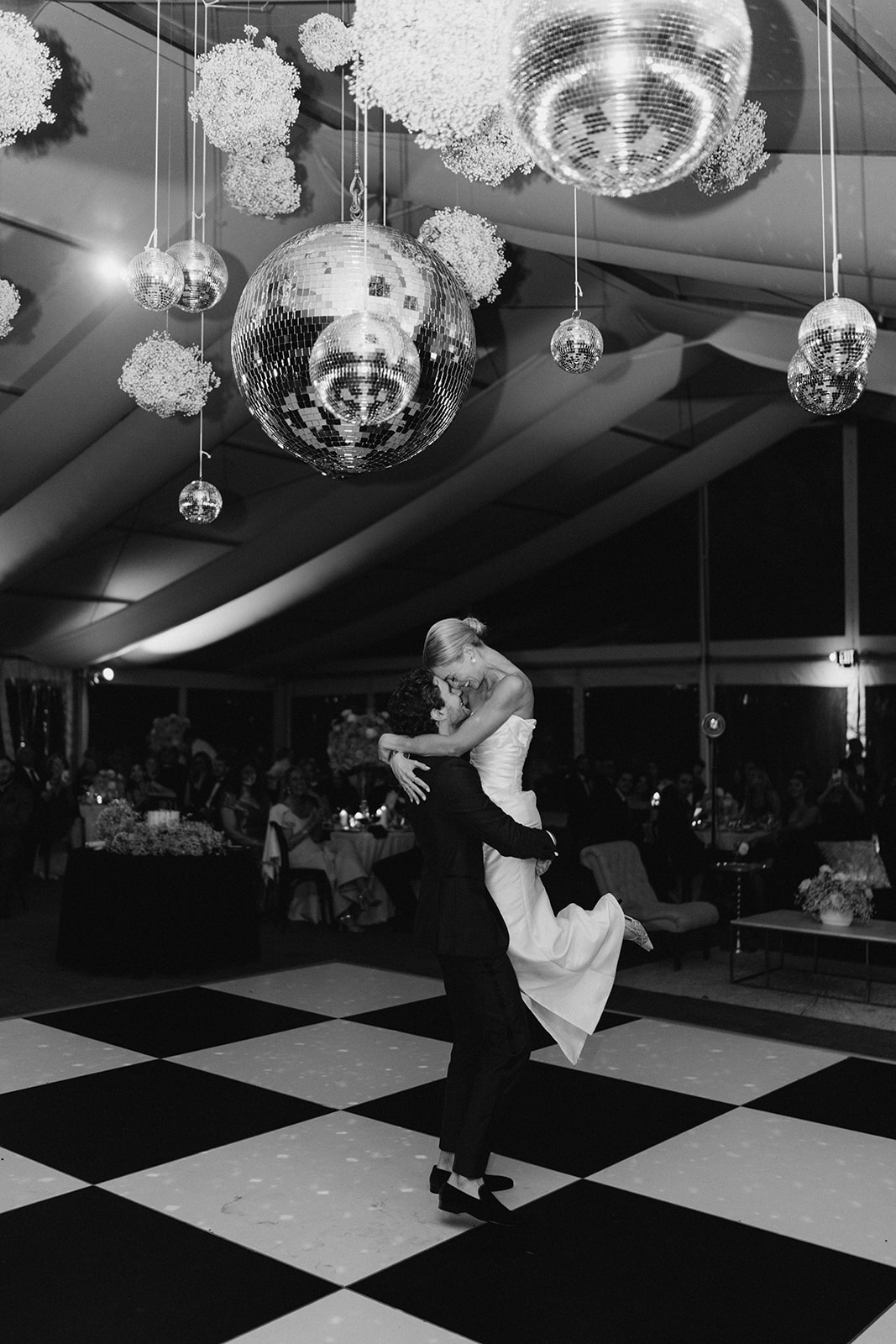 Tented wedding reception at Greenacres Arts Center