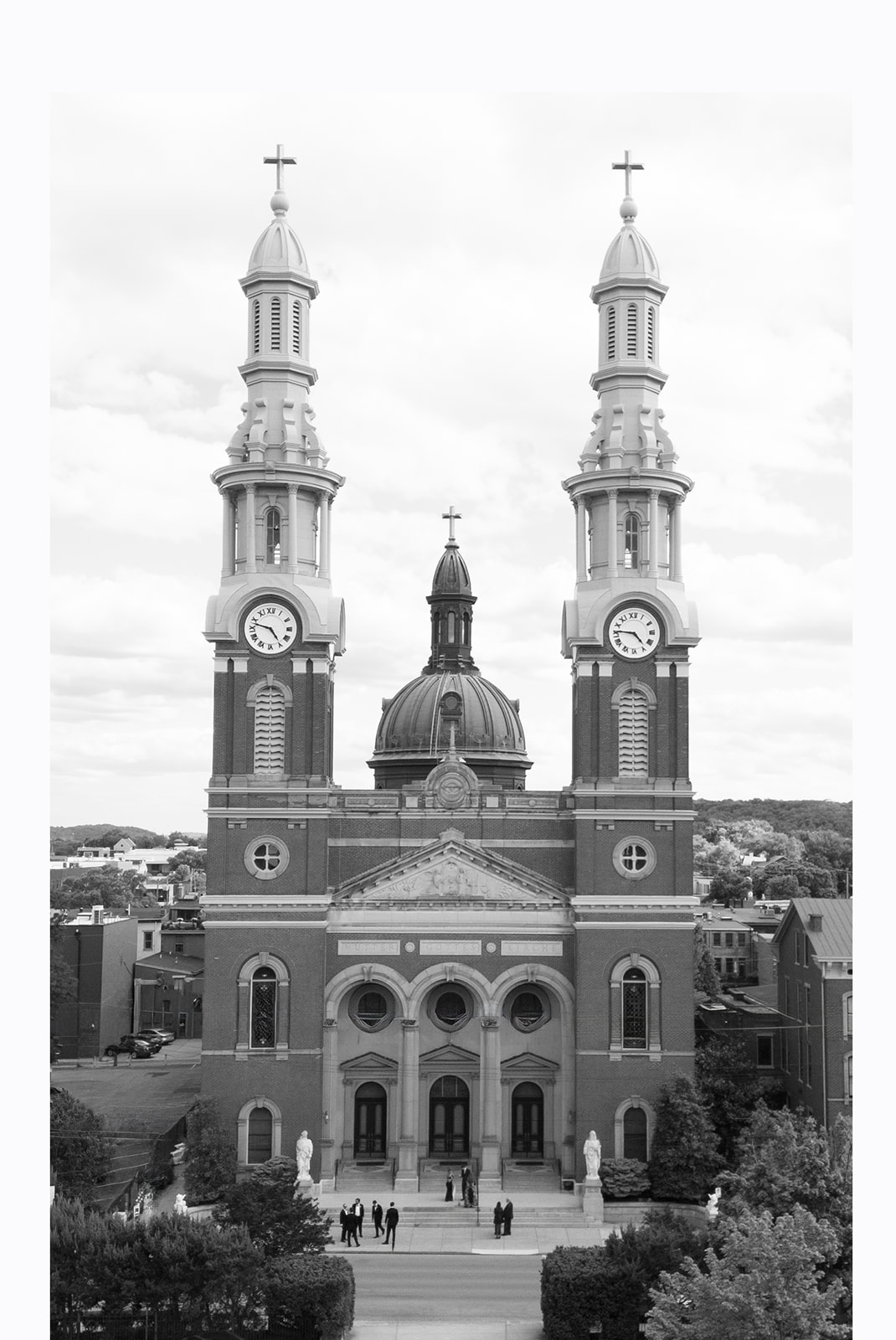 Aerial view of Mother of God Church in Covington, Kentucky