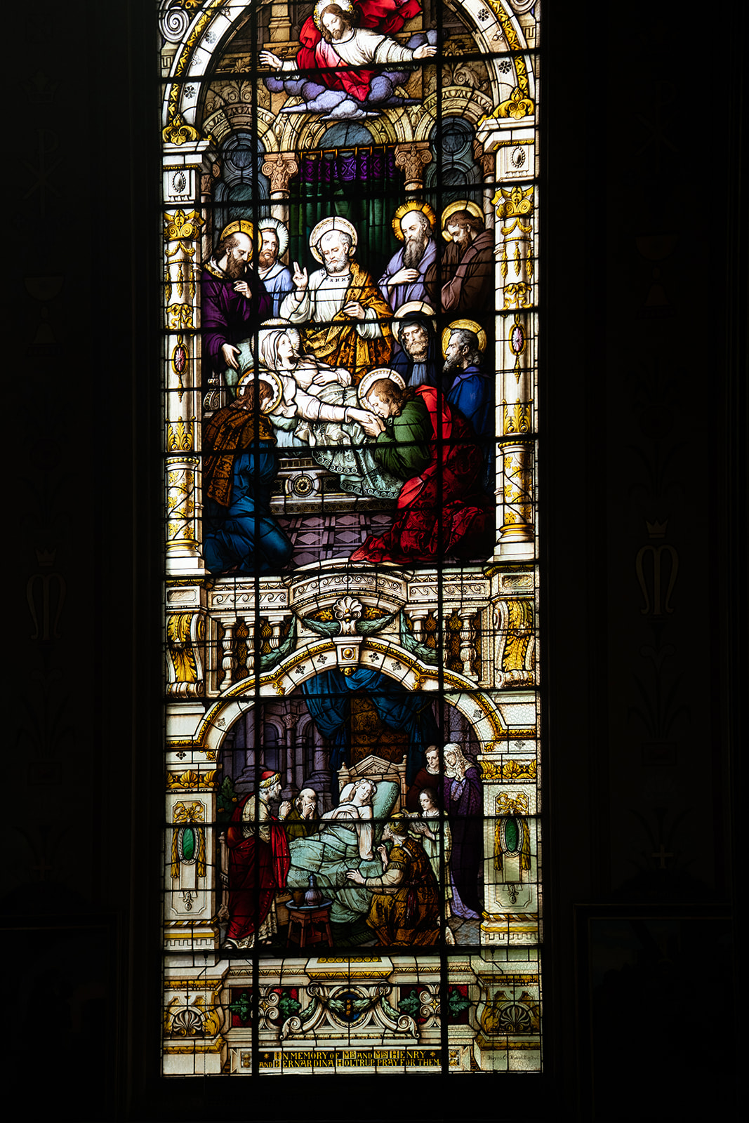 Stained-glass window inside Mother of God Church