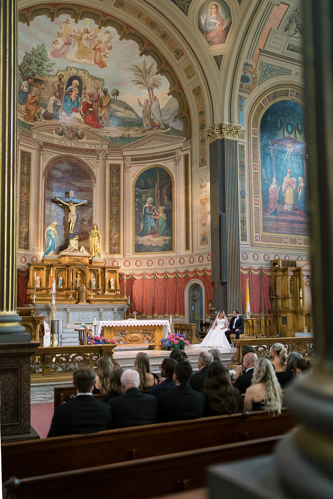 Wide view of Ben and Hannalee's ceremony inside Mother of God Church