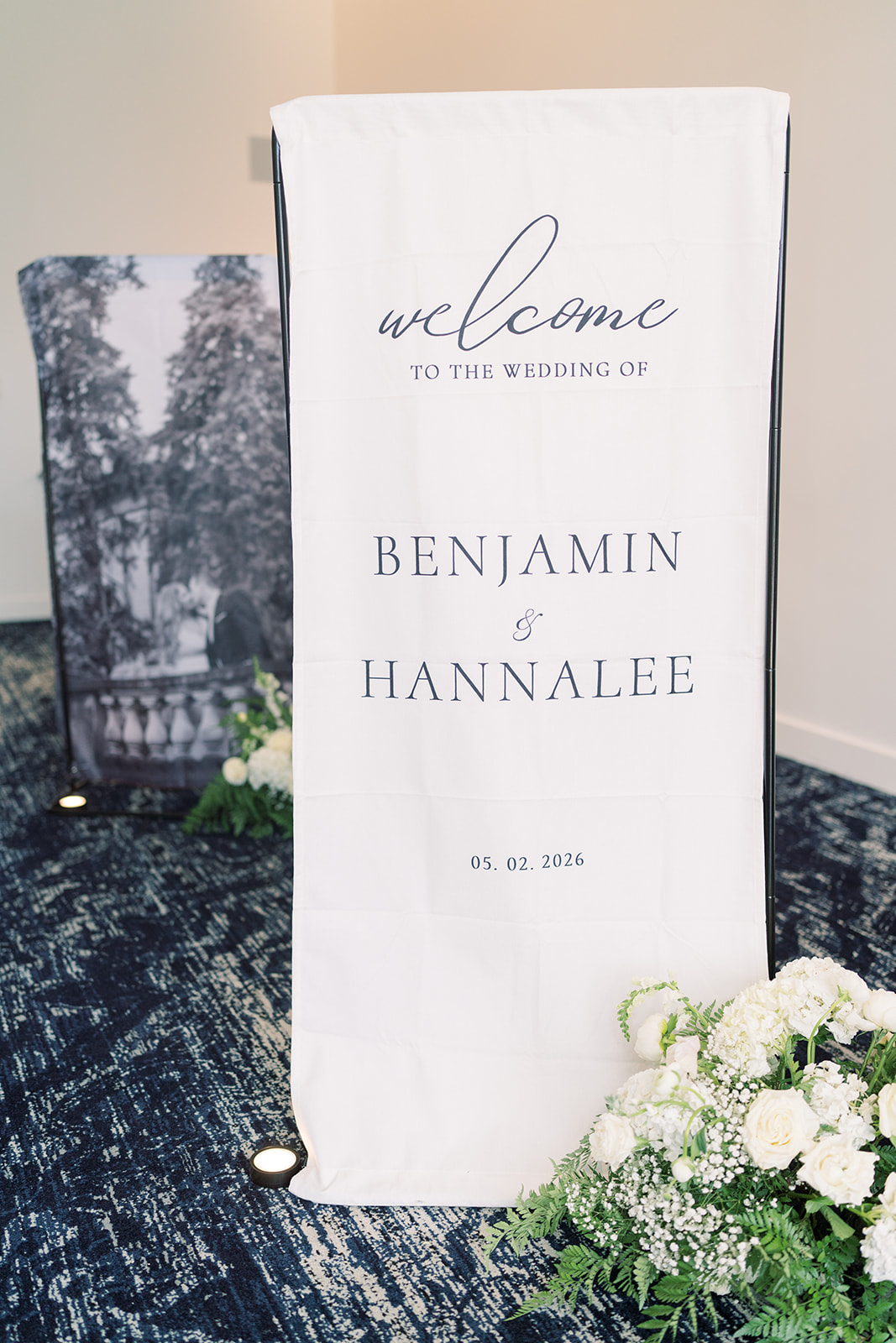 Welcome sign for Ben and Hannalee's May 2, 2026 reception