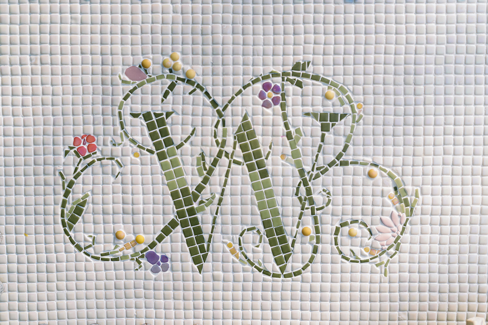 Embroidered wedding monogram detail for Jeff and Breanna