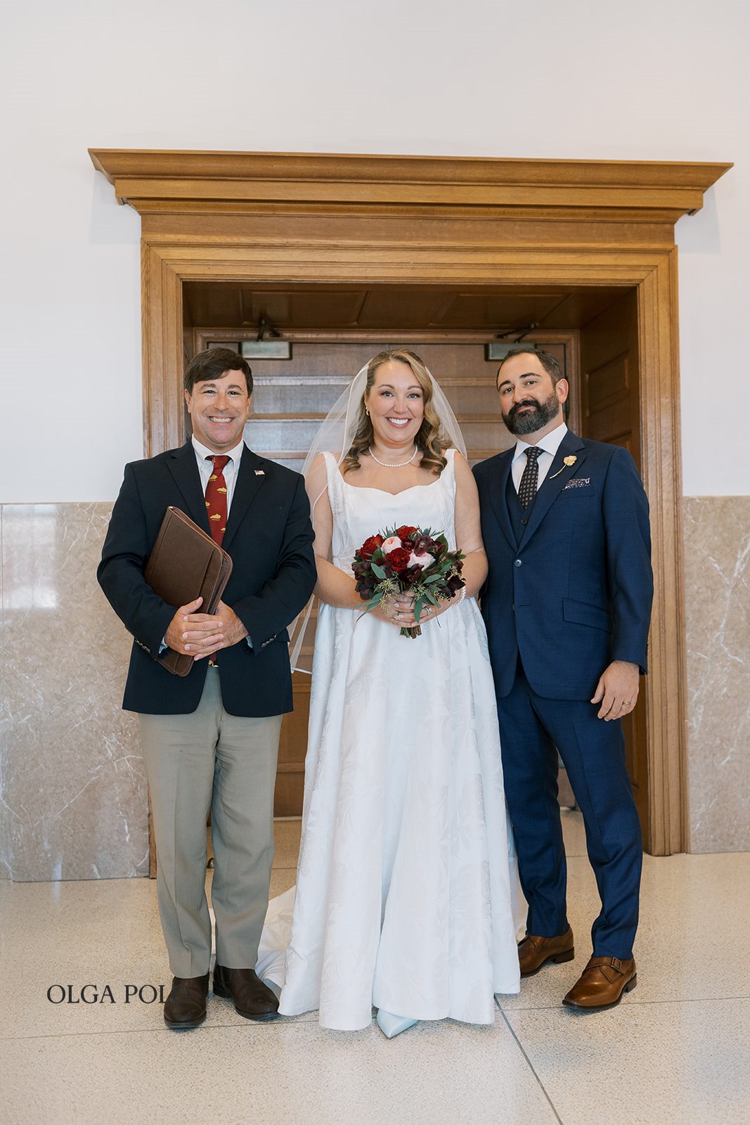Ryan and Beth posing together just after their civil wedding ceremony