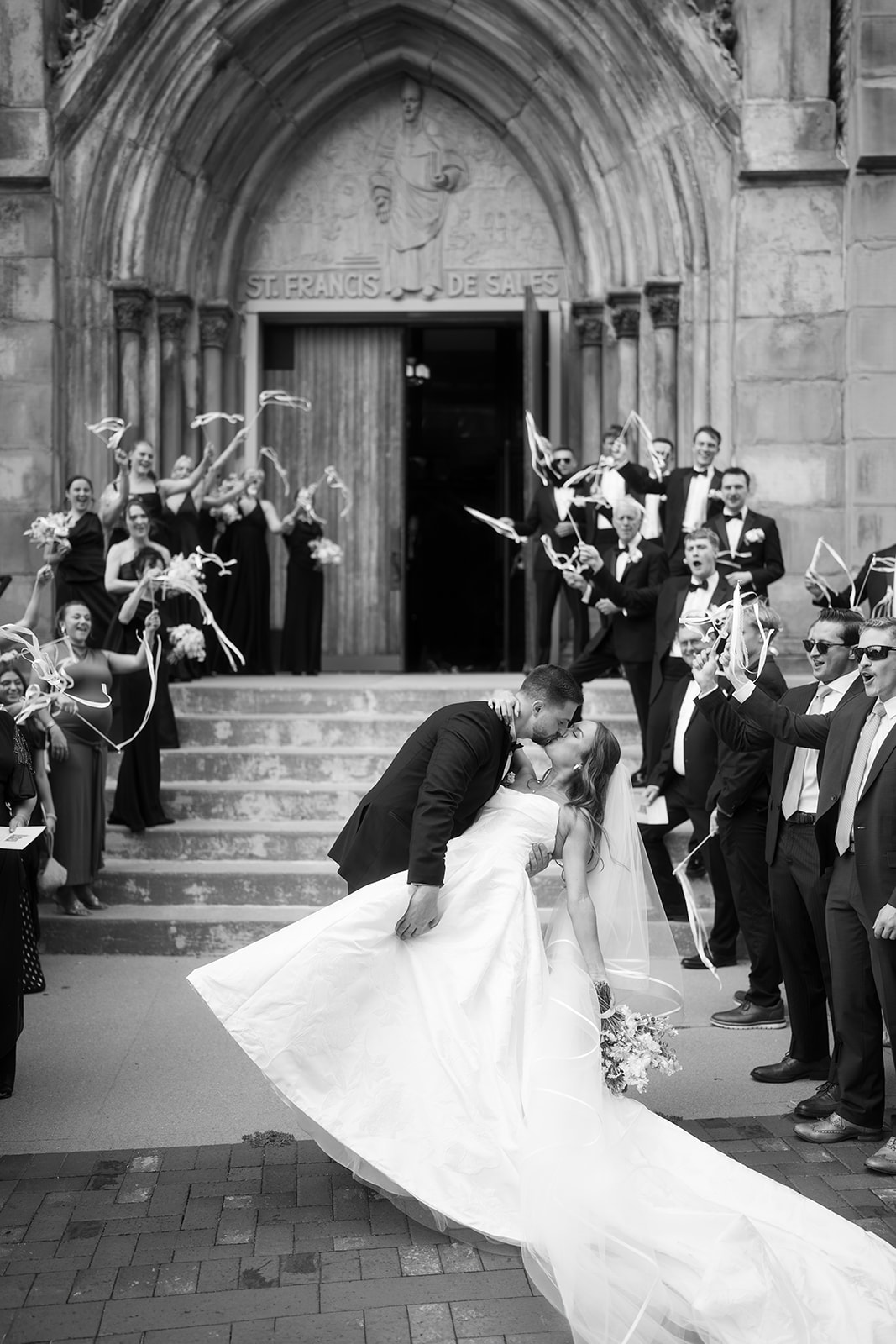 Black-and-white portrait of Olivia in her wedding gown, gallery view 5