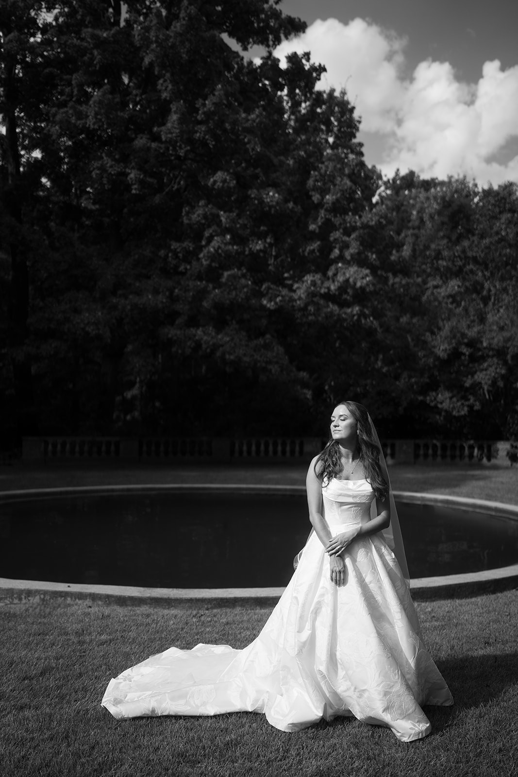 Black-and-white portrait of Olivia in her wedding gown, gallery view 6