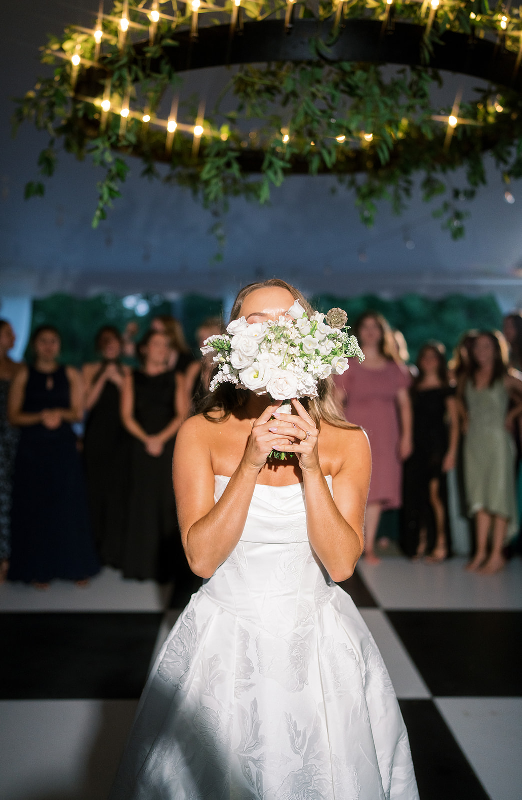 Olivia with her wedding bouquet