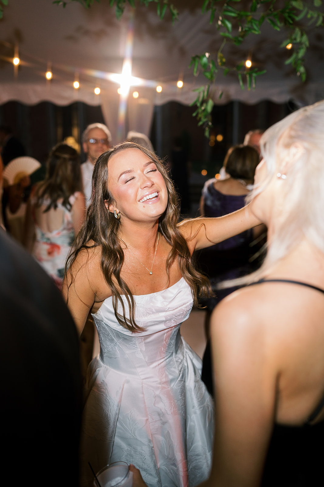 Guests celebrating at Zach and Olivia's Peterloon Estate reception