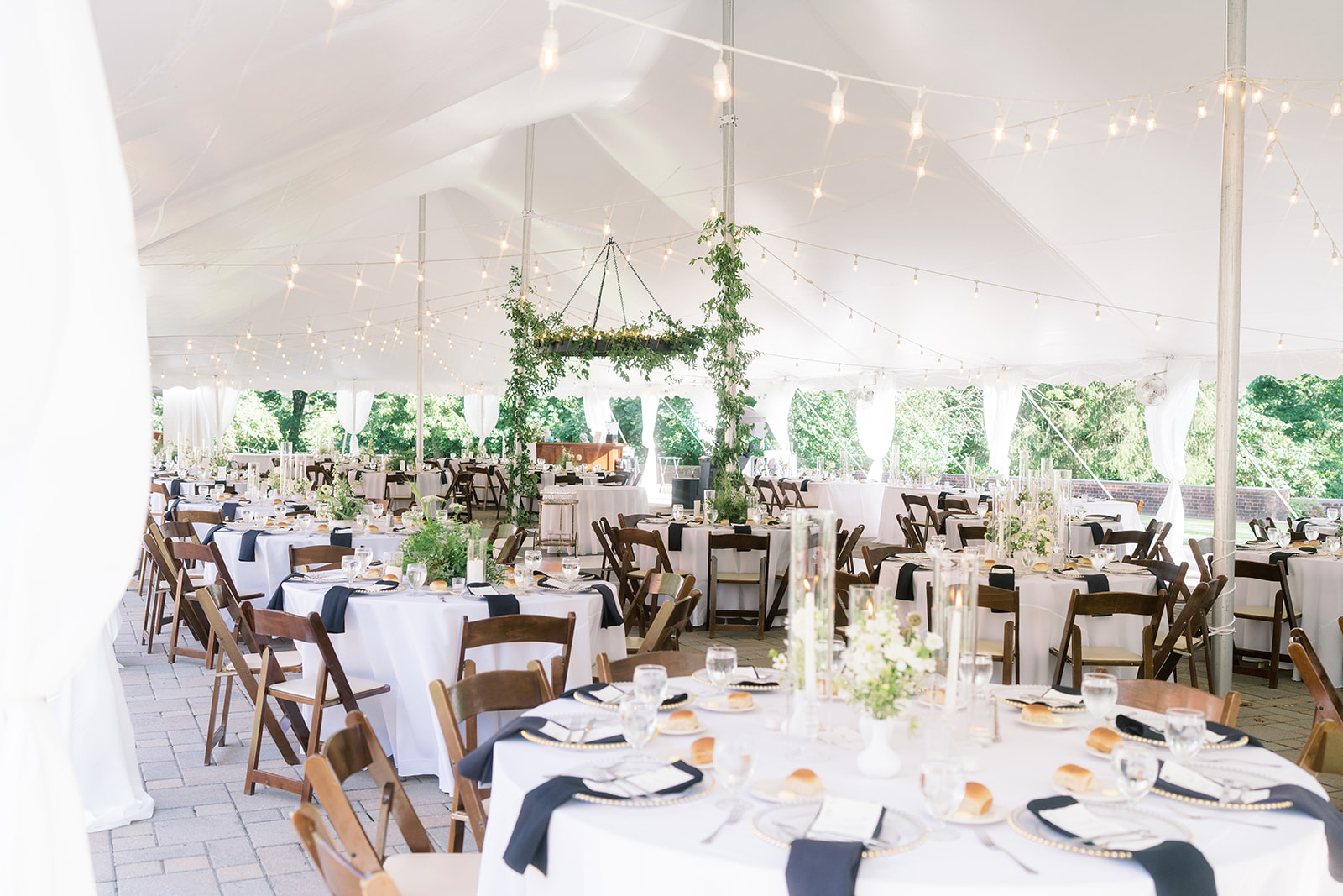 Reception seating at Peterloon Estate for Zach and Olivia's wedding
