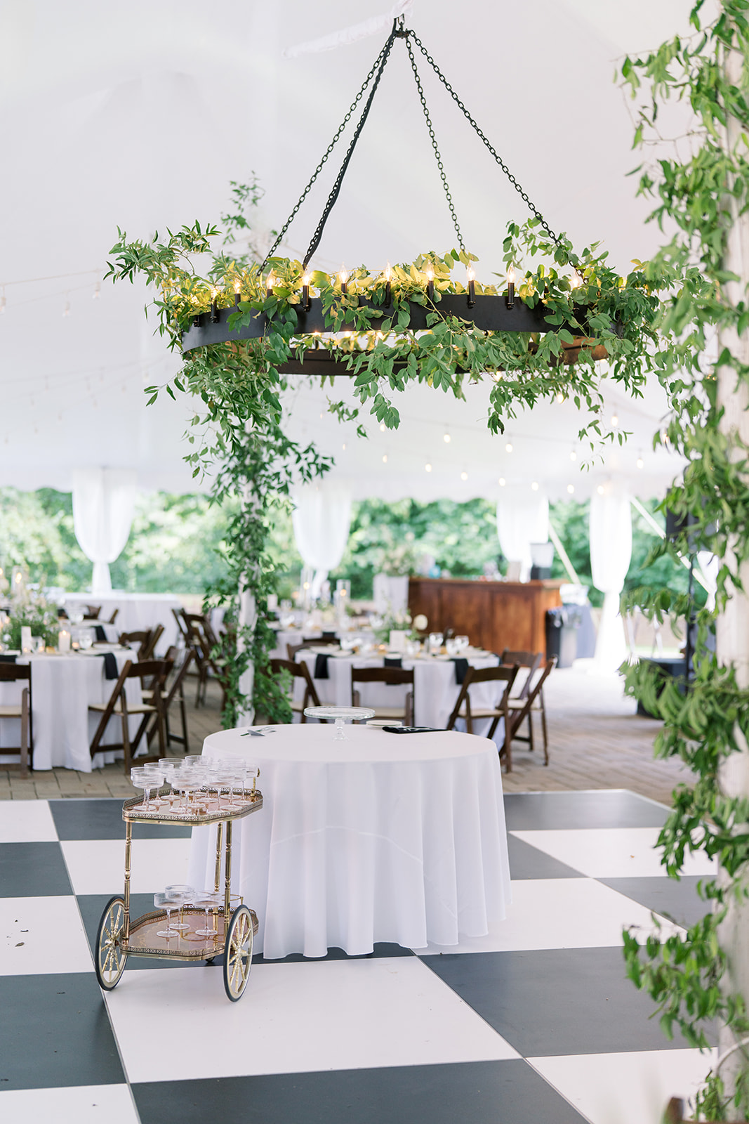 Reception seating at Peterloon Estate for Zach and Olivia's wedding, gallery view 2