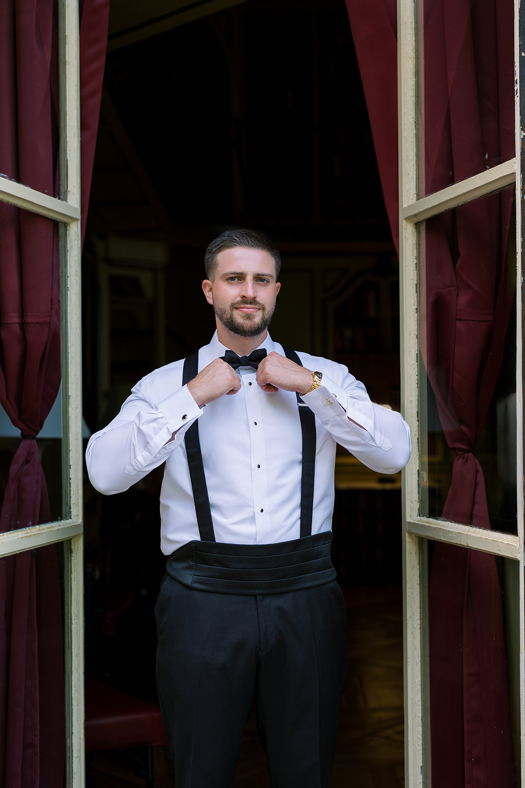 Window and architectural detail from Zach and Olivia's wedding day, gallery view 2